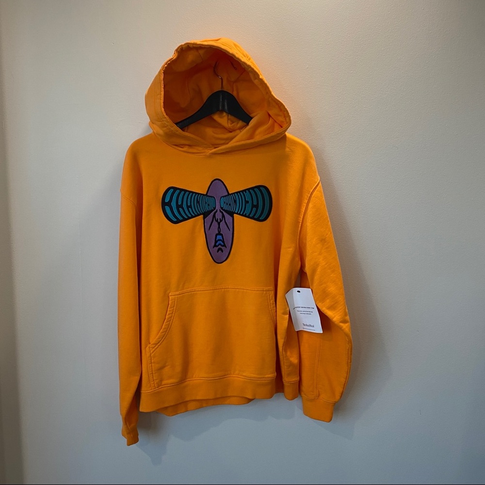 Brain Dead Embroidered Patch Hoodie Bright Orange Size Medium